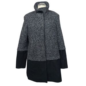 Black Rivet Wool Blend Grey Black Button Down Coat L